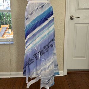 Komarov Shades of Blue Crinkle Maxi Skirt